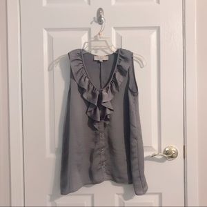 LOFT Silver Grey Shiny Sleeveless Blouse